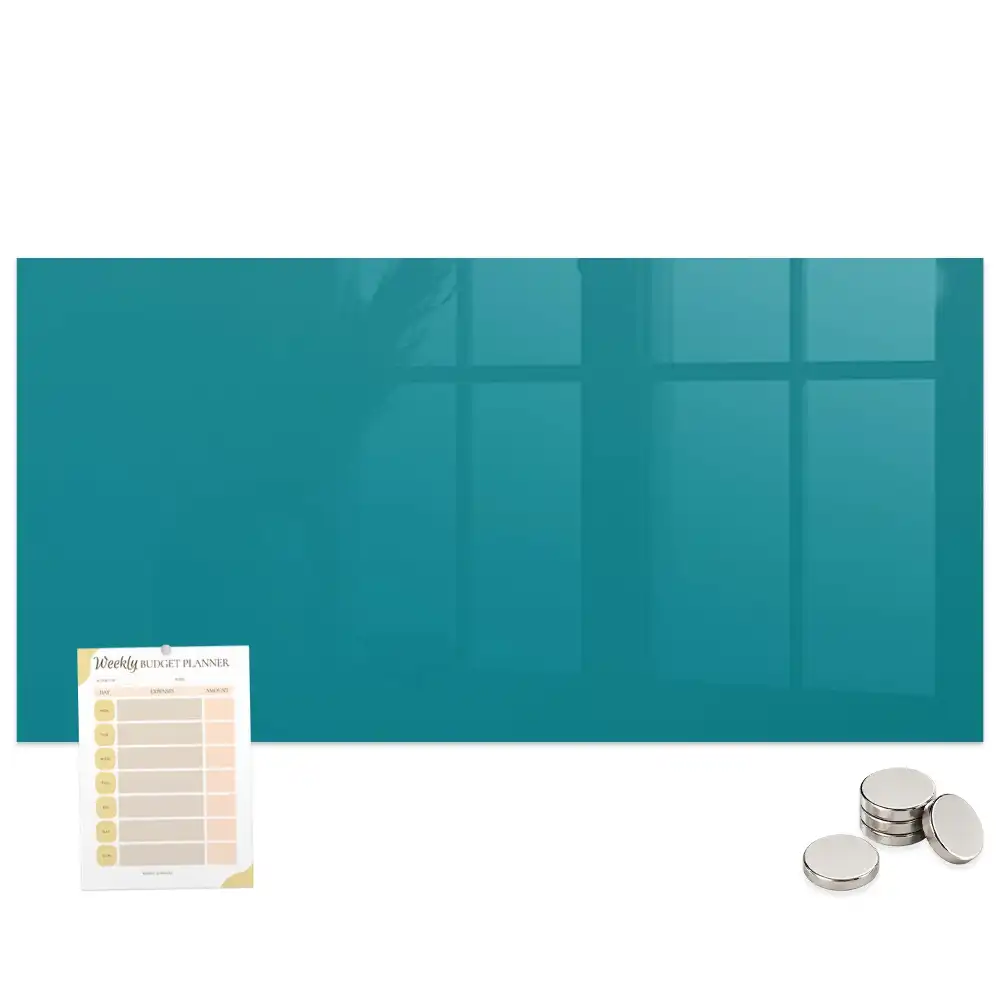 Tableau magnétique en verre couleur bleu mer