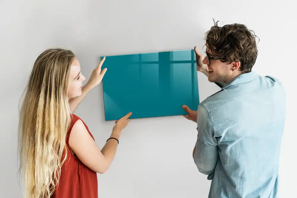 Tableau magnétique en verre couleur bleu mer