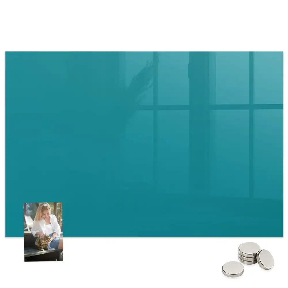 Tableau magnétique en verre couleur bleu mer