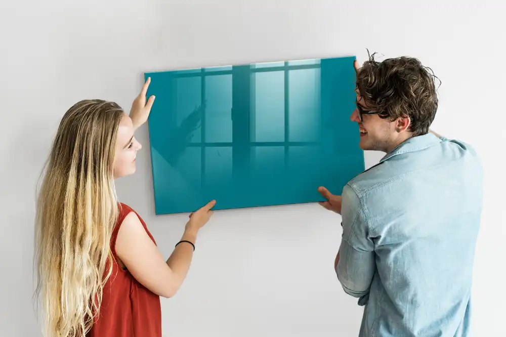 Tableau magnétique en verre couleur bleu mer