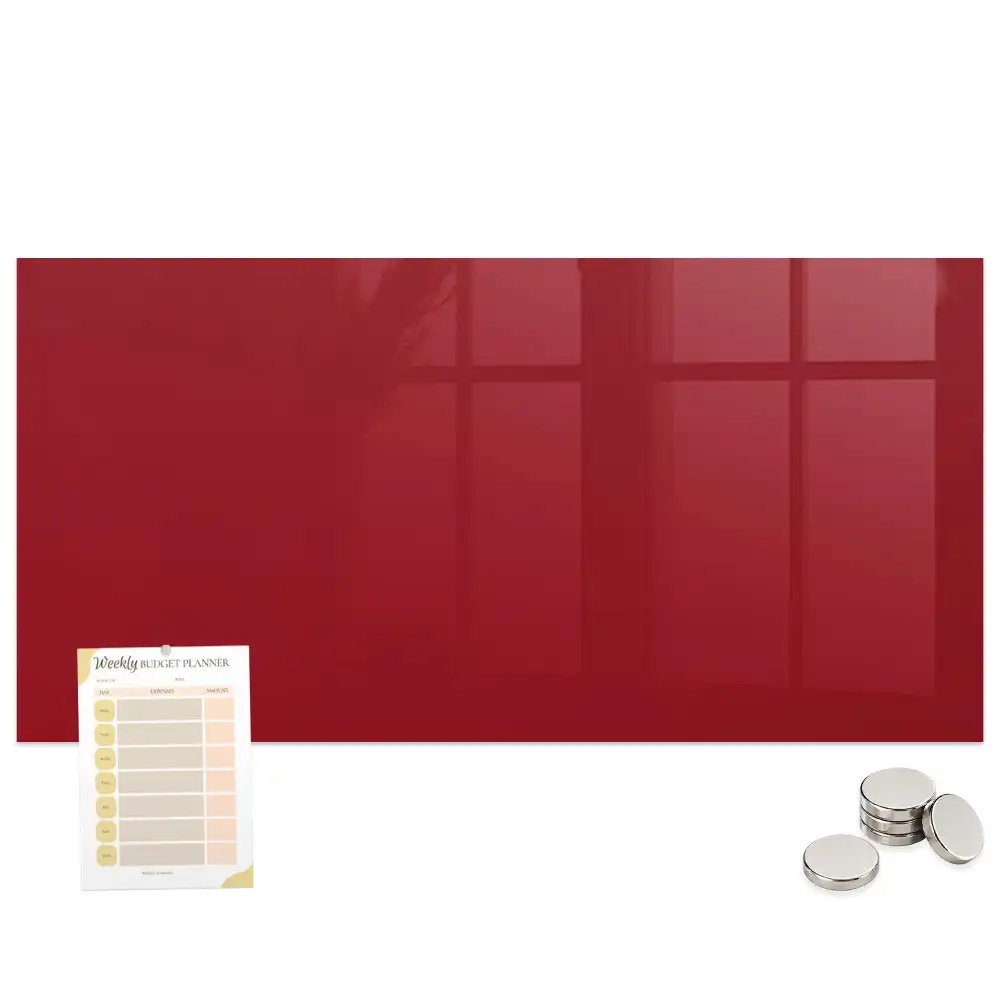 Tableau magnétique en verre rouge