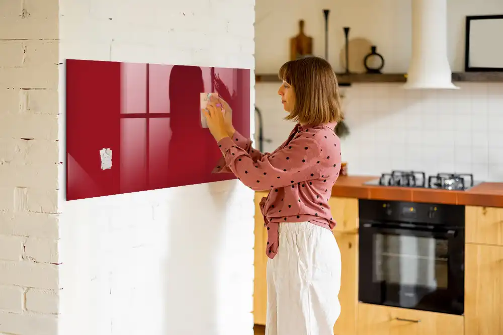 Tableau magnétique en verre rouge