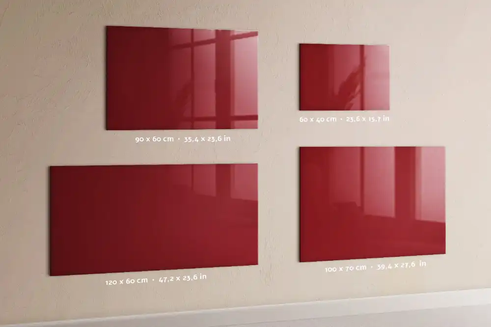 Tableau magnétique en verre rouge