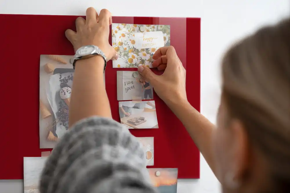 Tableau magnétique en verre rouge