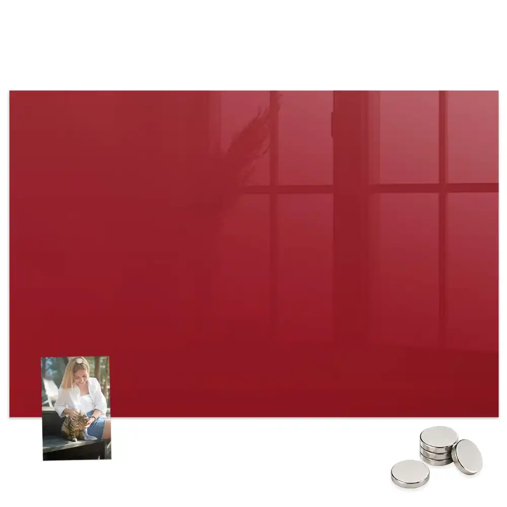 Tableau magnétique en verre rouge