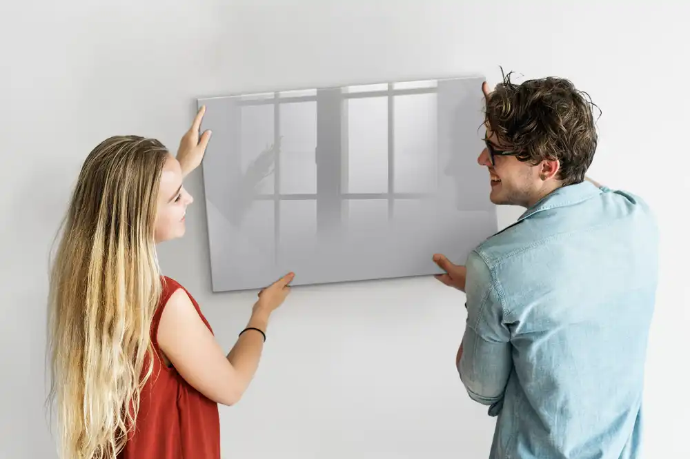 Tableau en verre magnétique gris clair