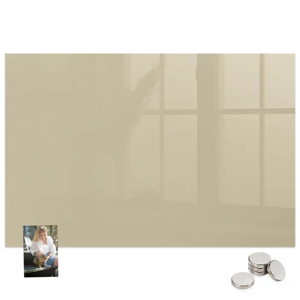 Tableau magnétique en verre beige