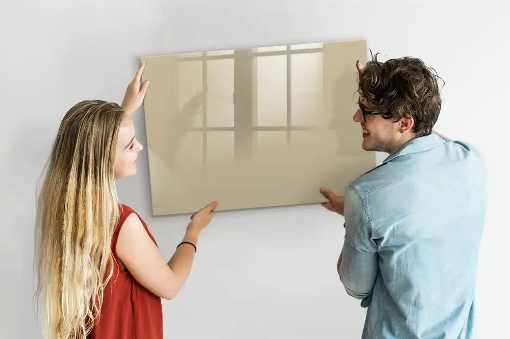 Tableau magnétique en verre beige