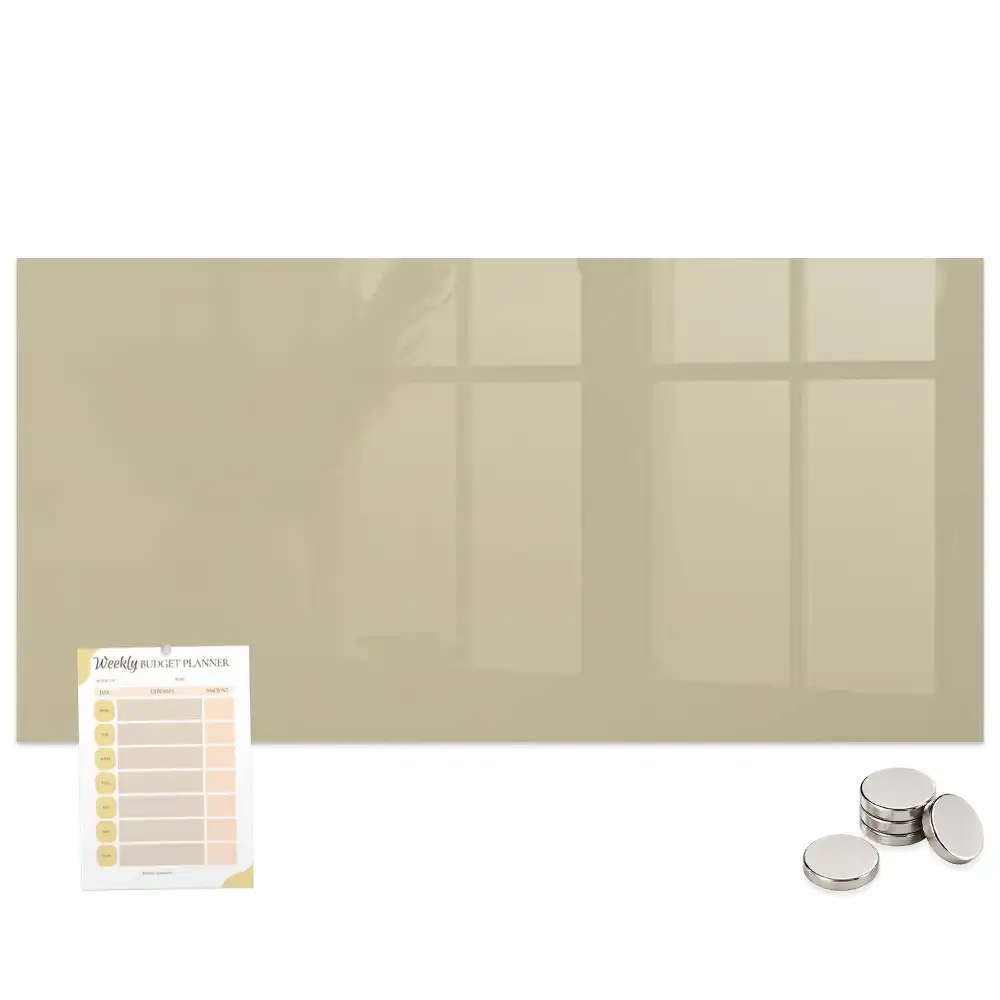Tableau magnétique en verre beige