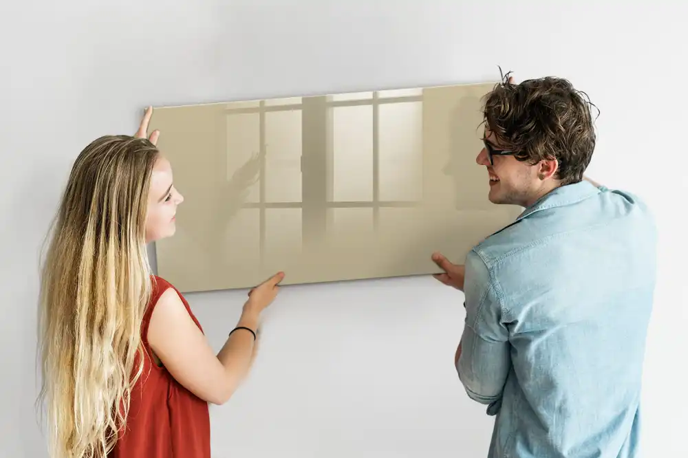 Tableau magnétique en verre beige