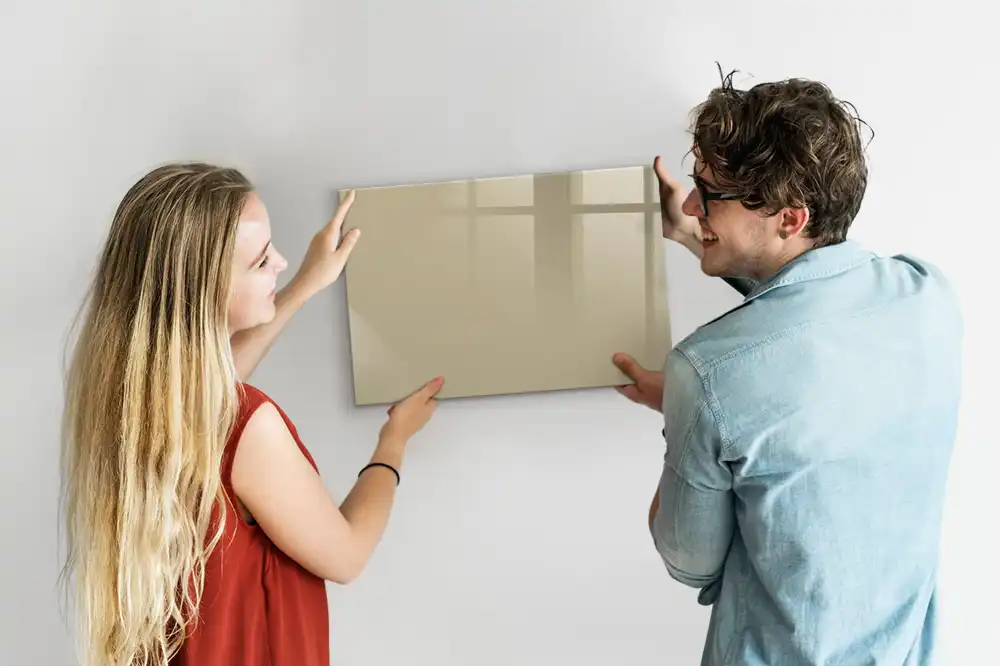 Tableau magnétique en verre beige
