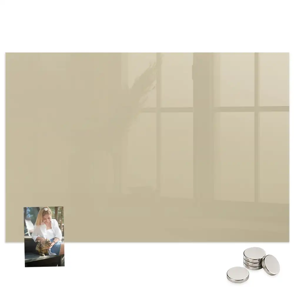 Tableau magnétique en verre beige