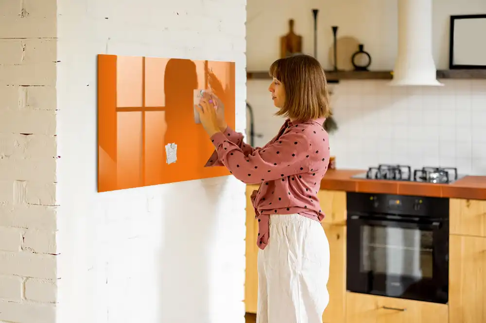 Tableau en verre magnétique orange