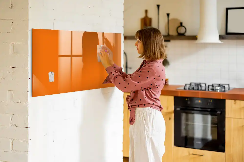Tableau en verre magnétique orange