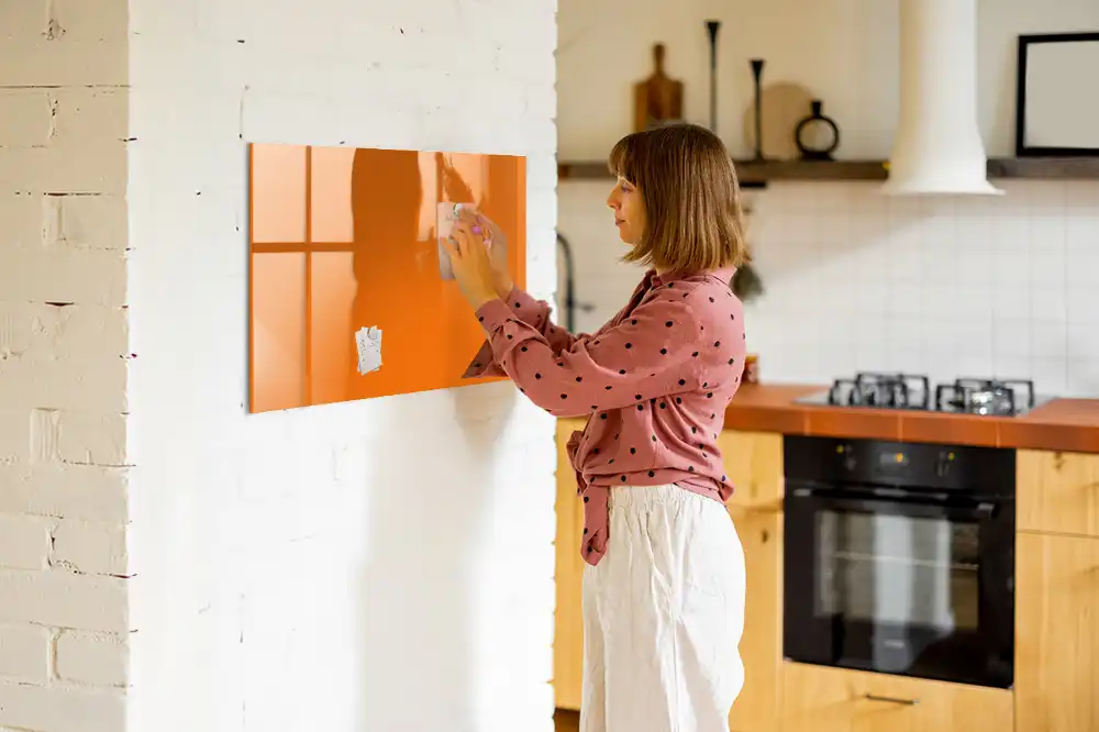 Tableau en verre magnétique orange