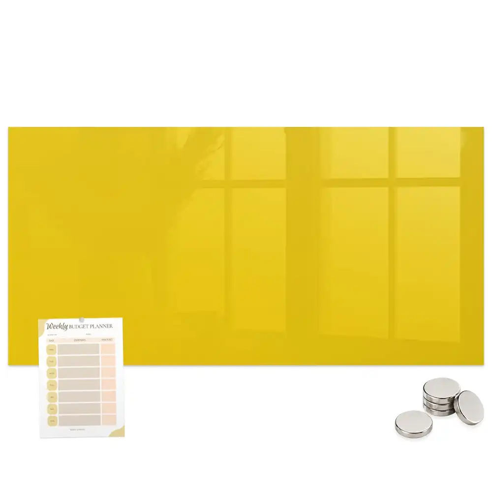 Tableau magnétique en verre jaune clair
