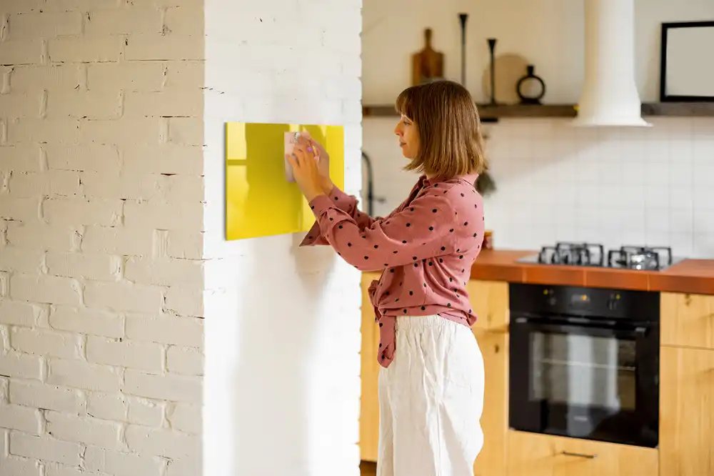 Tableau magnétique en verre jaune clair