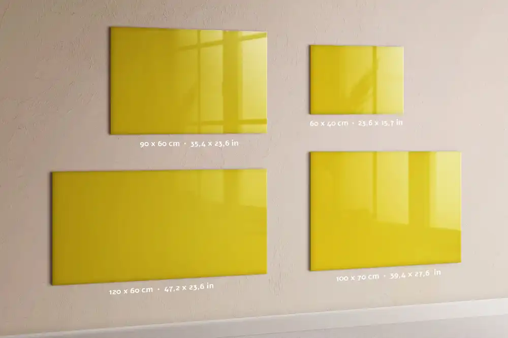 Tableau magnétique en verre jaune clair