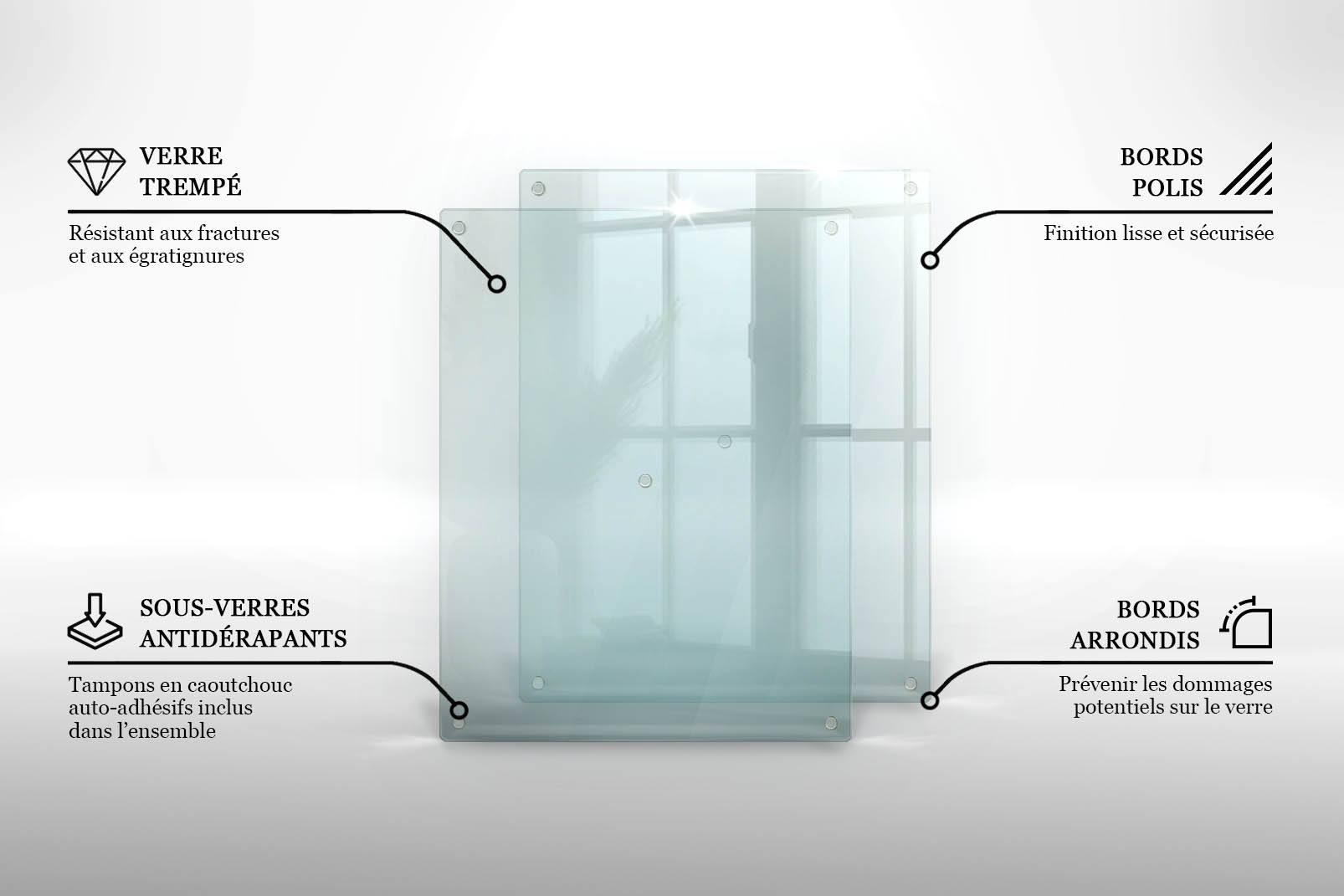 Lot de planches &agrave; d&eacute;couper en verre