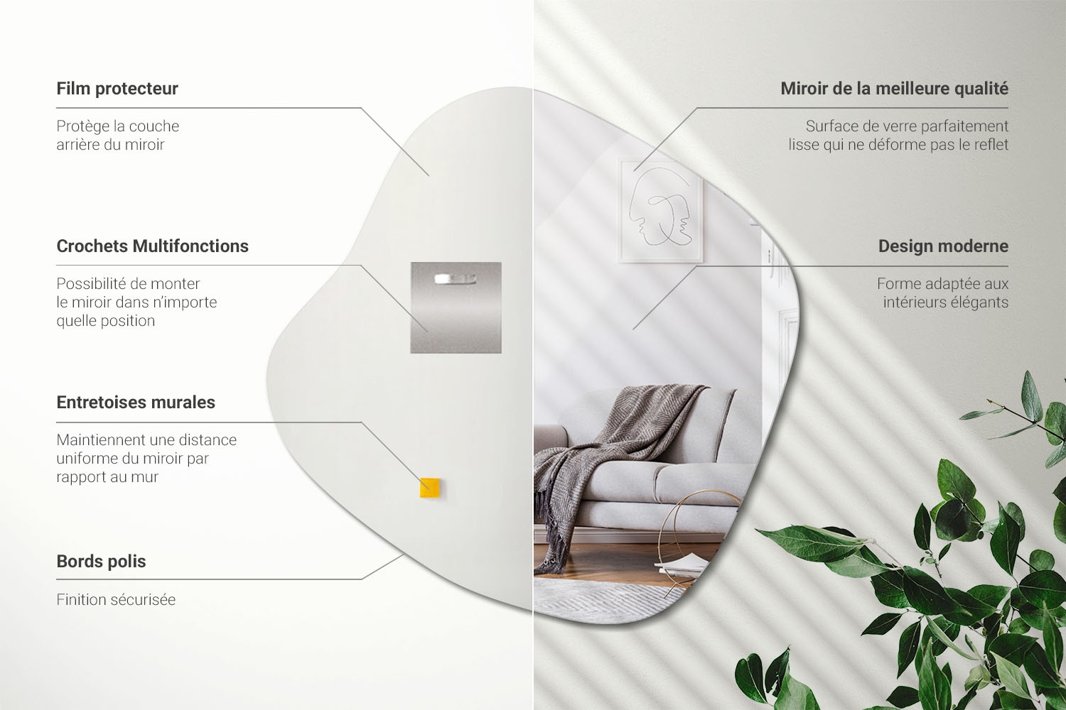 Informations sur le miroir de forme organique